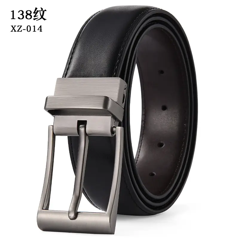 Men's Black Leather Belt with Silver Buckle — feature 13