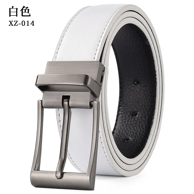 Men's Black Leather Belt with Silver Buckle — feature 7