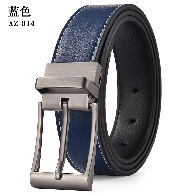 Men's Black Leather Belt with Silver Buckle - Image 4