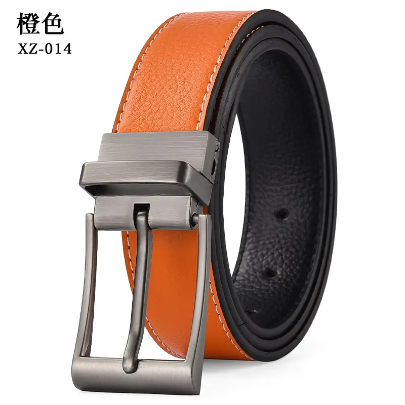 Men's Black Leather Belt with Silver Buckle - Image 5