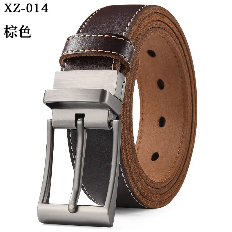 Men's Black Leather Belt with Silver Buckle - Image 9