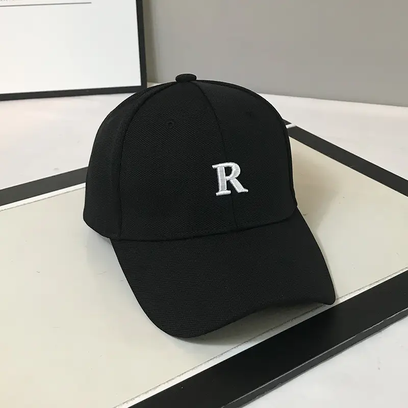 Men's White R Embroidered Cotton Cap All-Match - Image 6