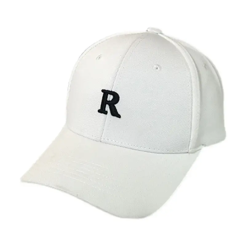 Men's White R Embroidered Cotton Cap All-Match - Image 8