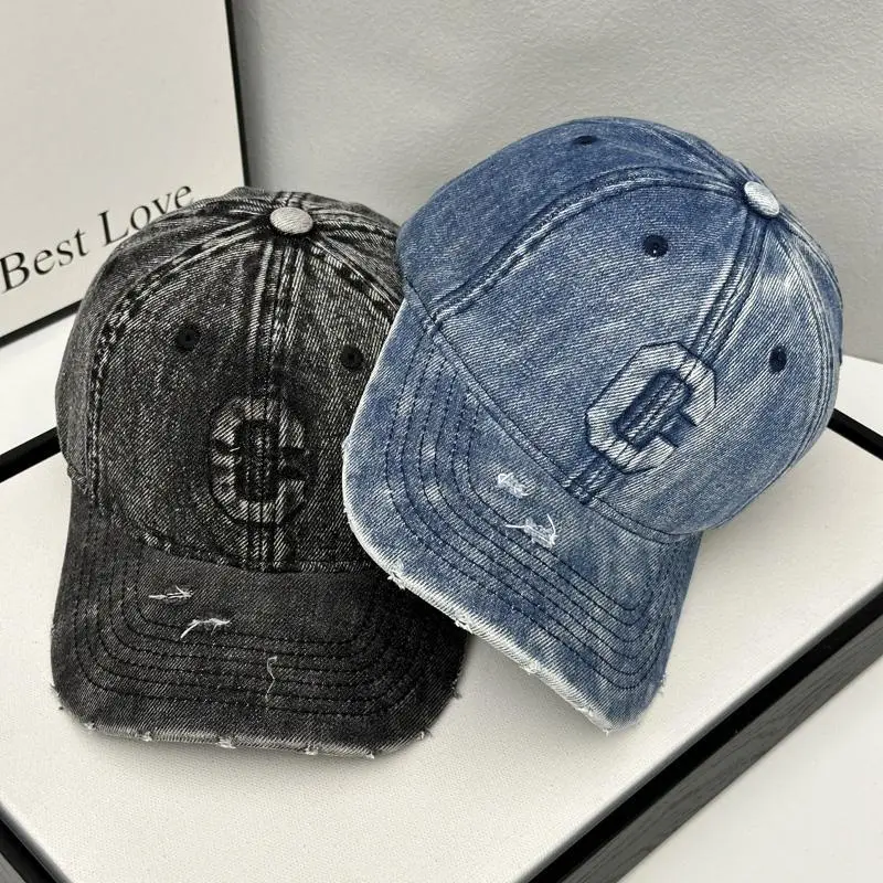 Denim Hole C Letter Baseball Cap for Kids - Image 7