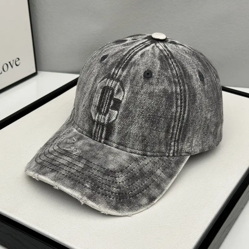 Denim Hole C Letter Baseball Cap for Kids - Image 5