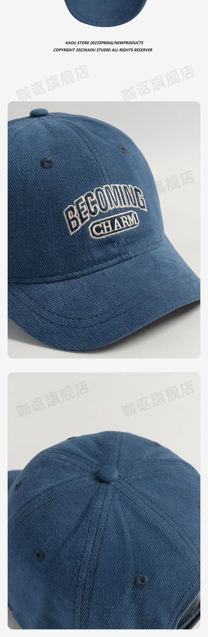Men Black Embroidered Baseball Cap Becoming Charm — feature 4
