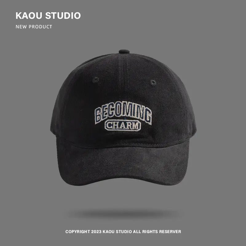Men Black Embroidered Baseball Cap Becoming Charm