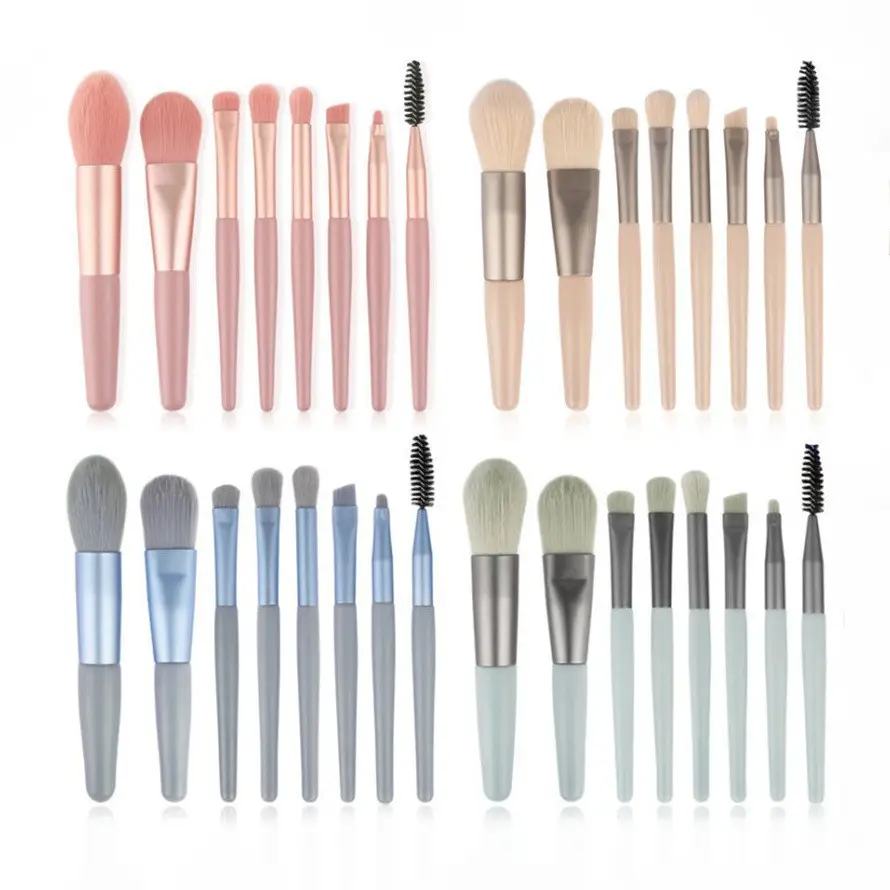 8-Piece Makeup Brush Set Light Blue Travel Beauty Tools — feature 11