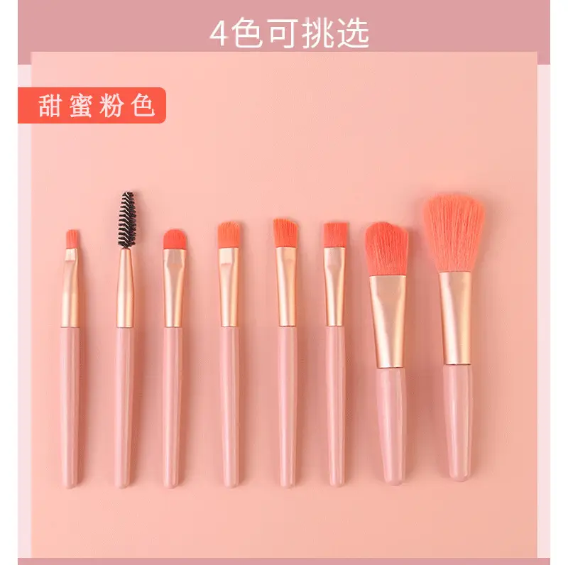 8-Piece Makeup Brush Set Light Blue Travel Beauty Tools — feature 8