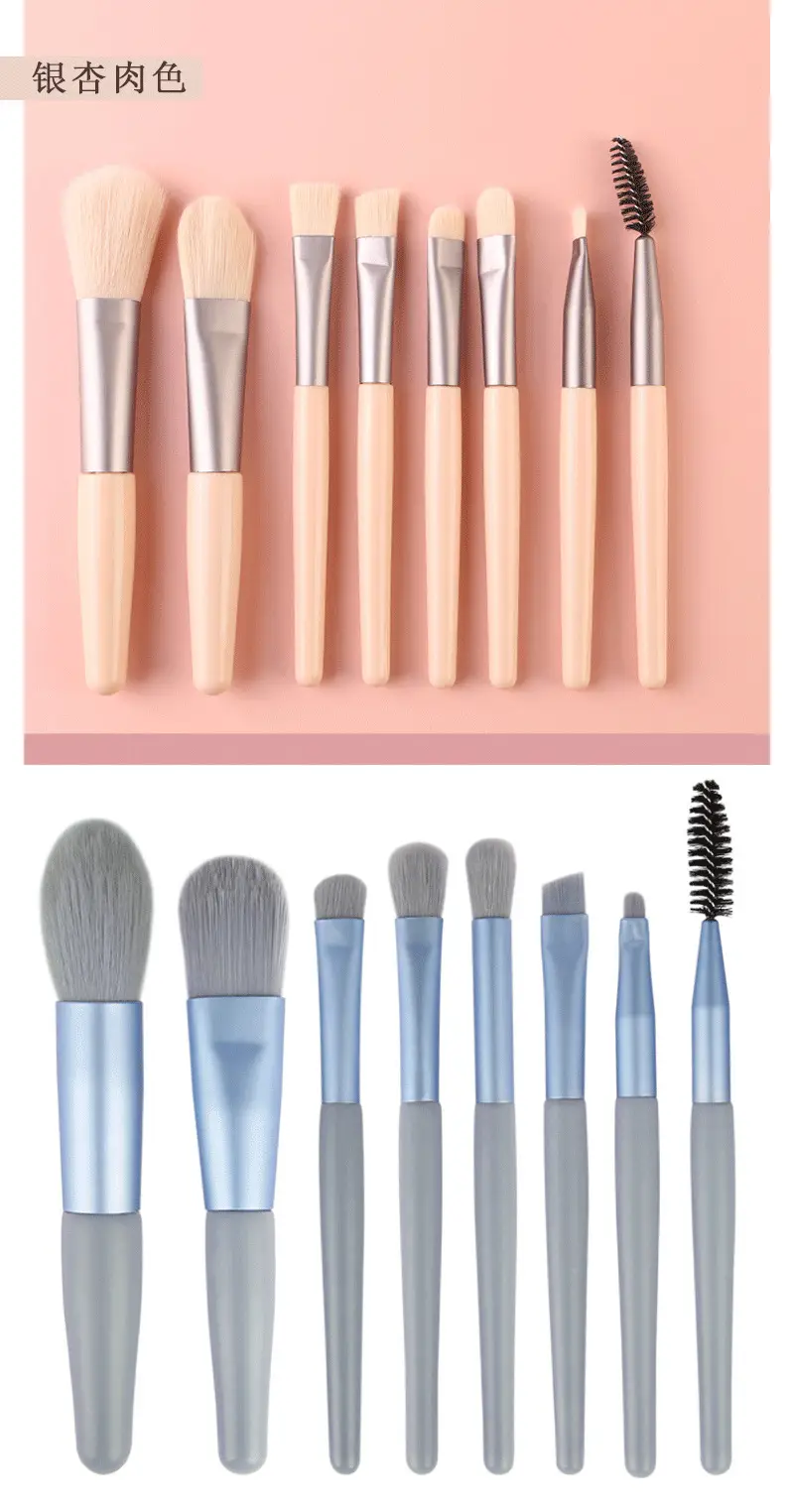 8-Piece Makeup Brush Set Light Blue Travel Beauty Tools — feature 9