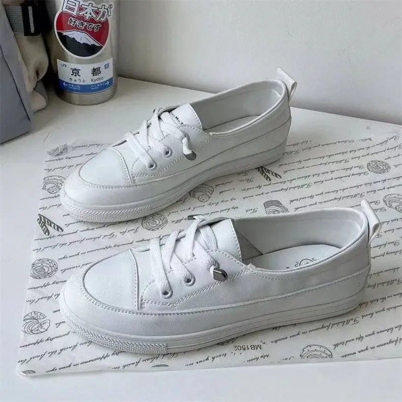 2025 New Summer Women's Shoes All-match Small Super Fire Platform Canvas Shoes Women's Casual Two-wear One-step White Shoes — feature 4