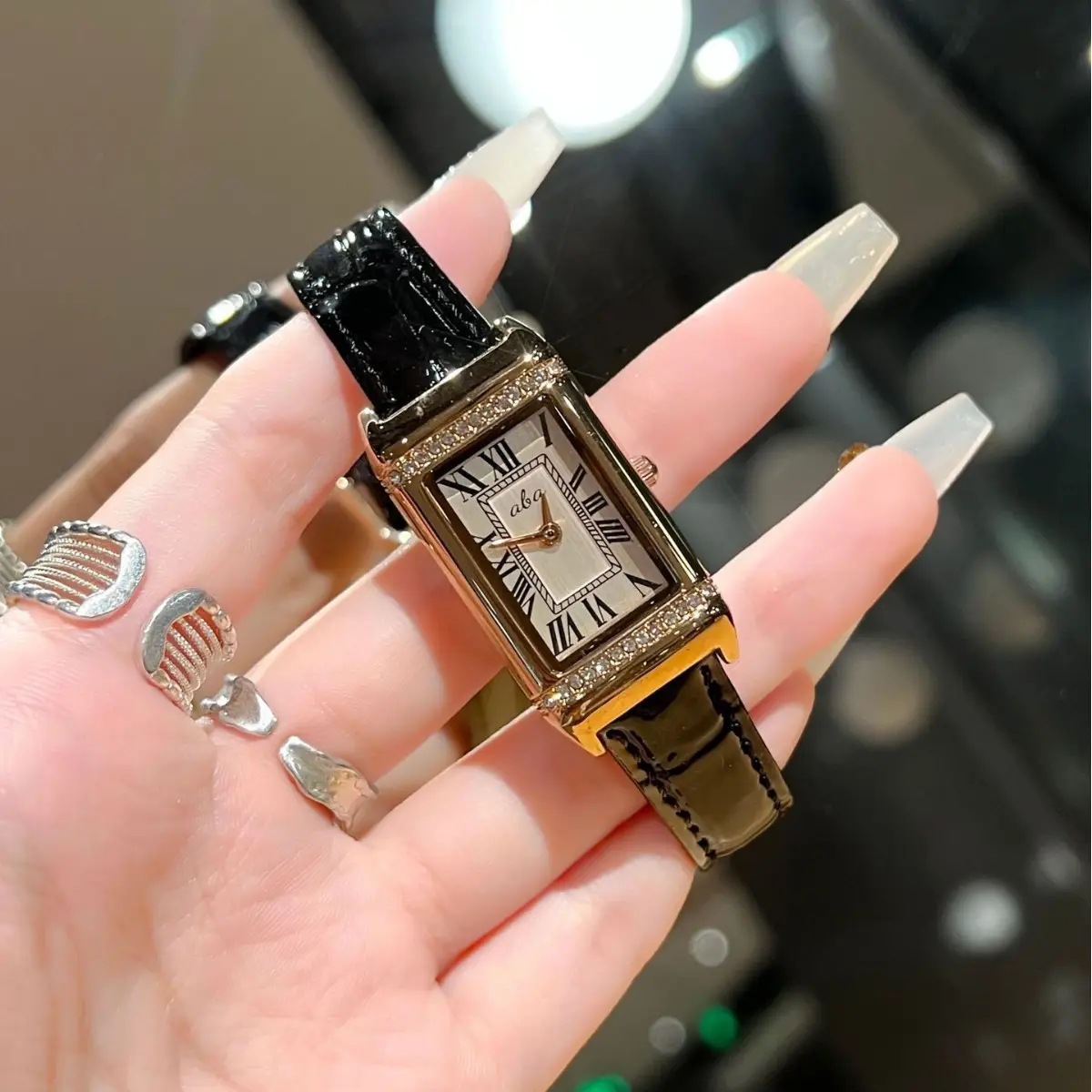 Women's Waterproof Luxury Watch with Diamond Square Band - Image 2