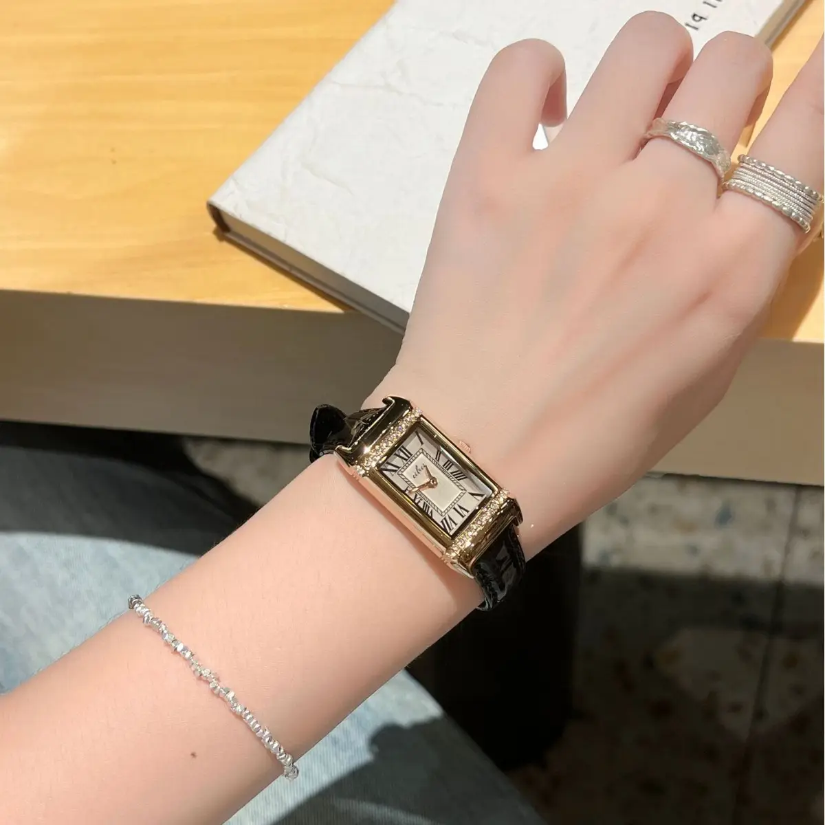 Women's Waterproof Luxury Watch with Diamond Square Band - Image 4