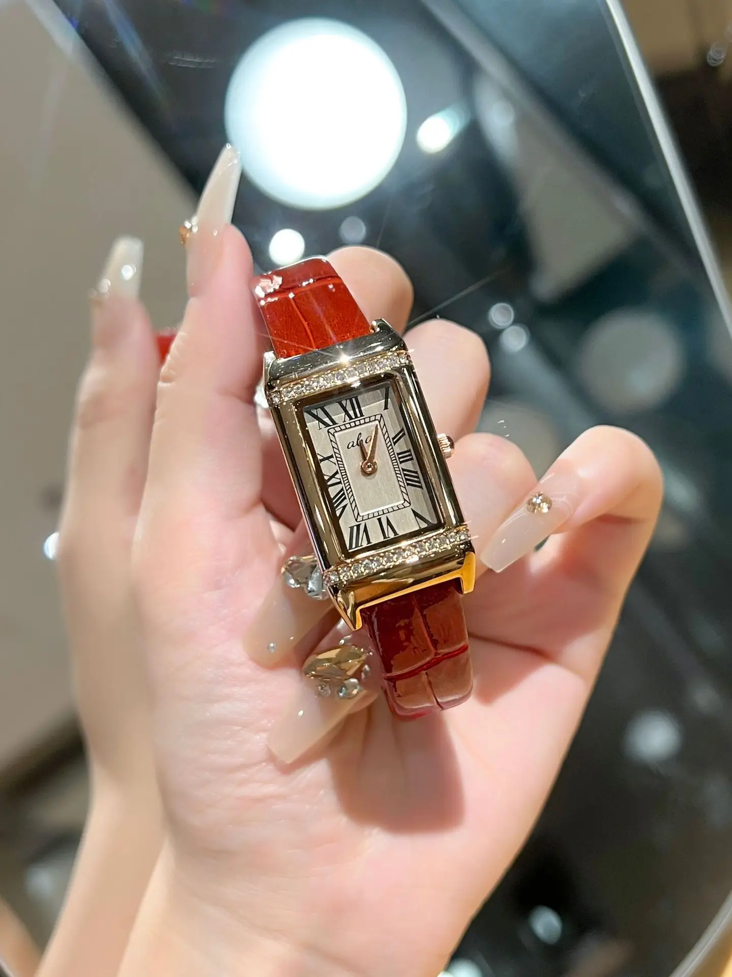 Women's Waterproof Luxury Watch with Diamond Square Band — feature 3