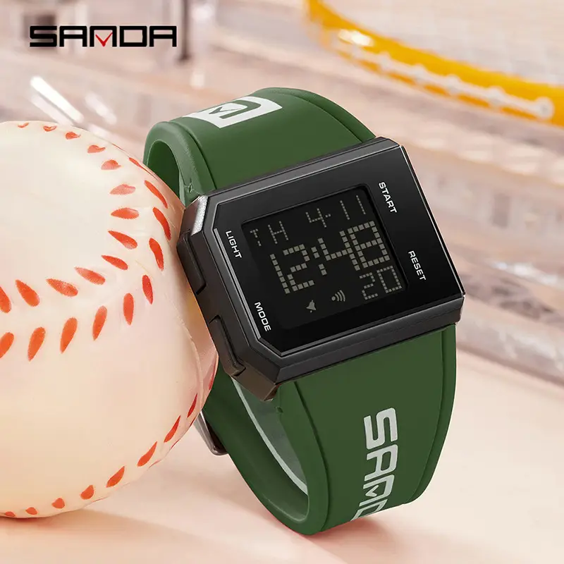 Sanda Red Digital Men's Watch with Blue Strap - Image 9