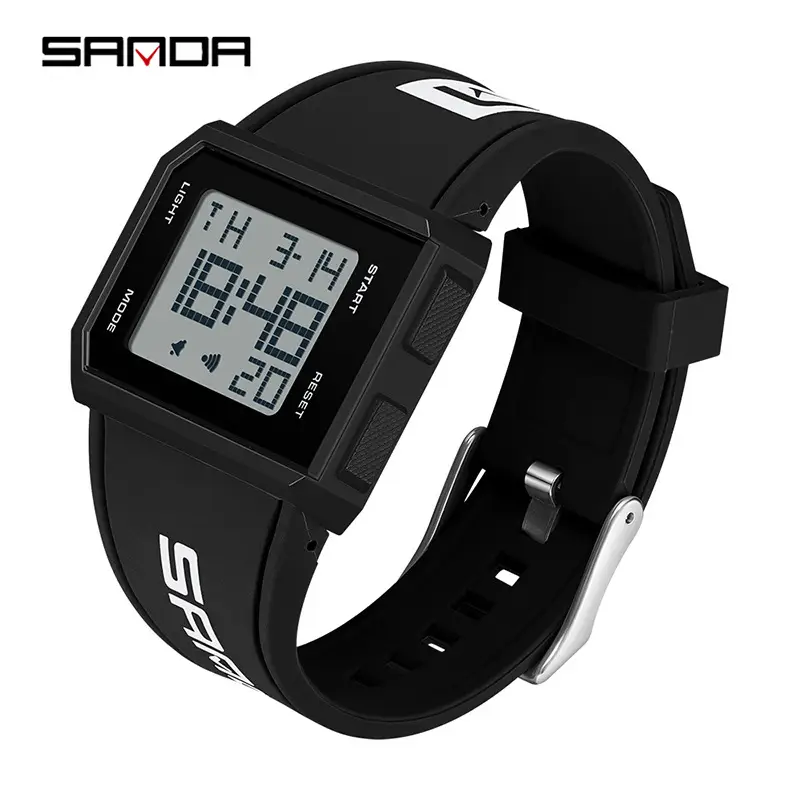 Sanda Red Digital Men's Watch with Blue Strap - Image 4