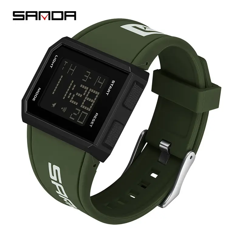 Sanda Red Digital Men's Watch with Blue Strap - Image 5