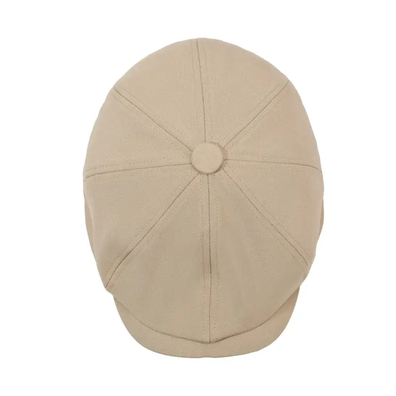 Men's Beige Retro Artistic Octagonal Cap - Image 6