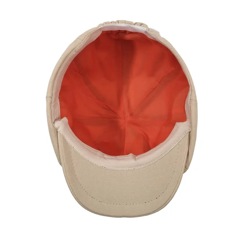 Men's Beige Retro Artistic Octagonal Cap - Image 7