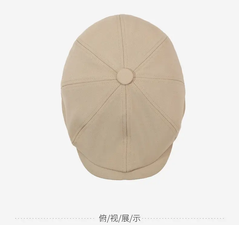 Men's Beige Retro Artistic Octagonal Cap — feature 12