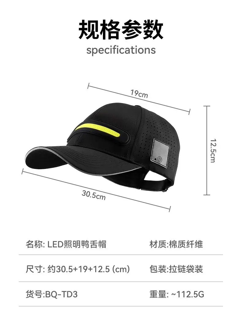 Rechargeable LED Baseball Cap for Men Women Night Run Riding — feature 11