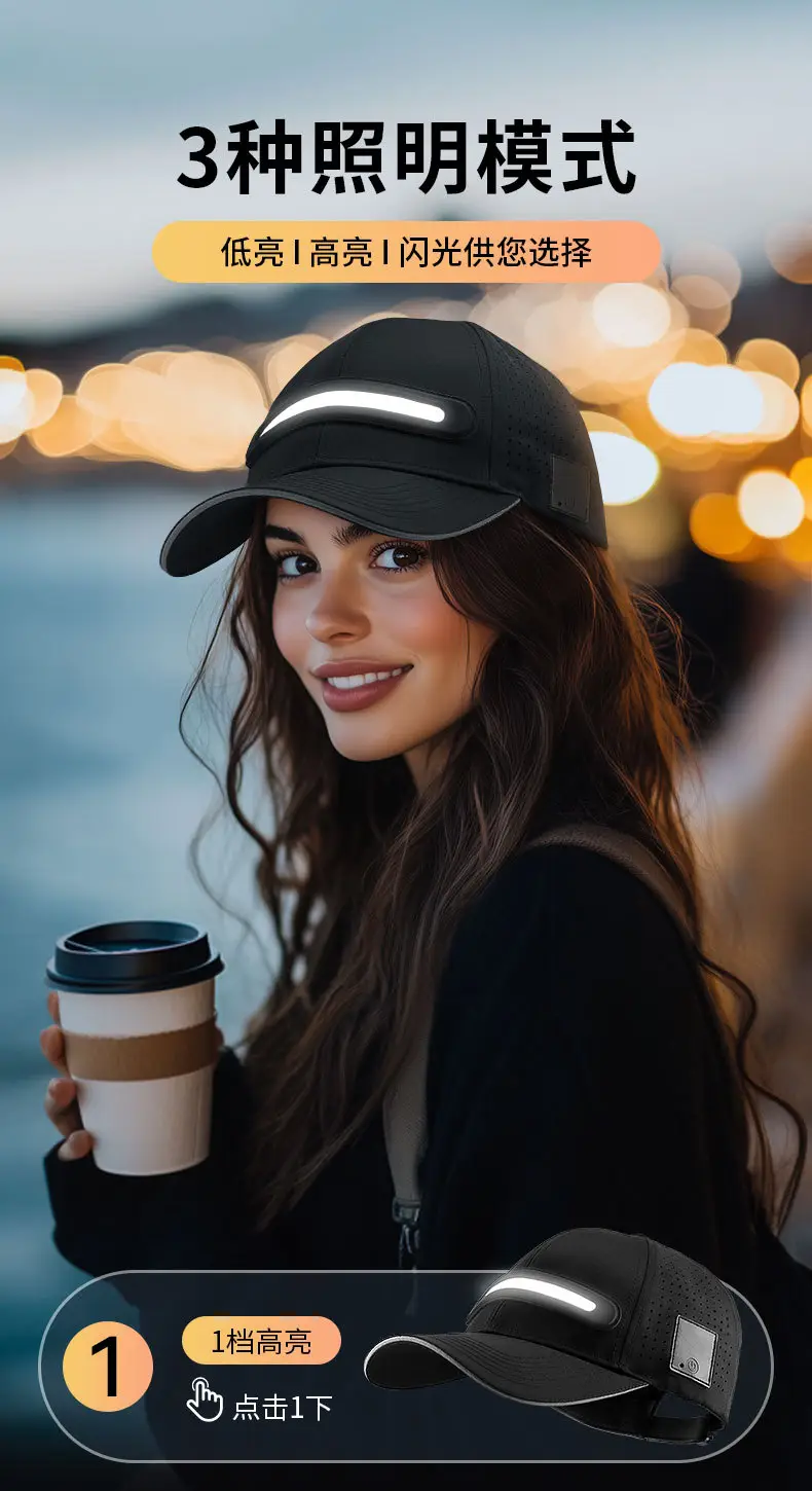 Rechargeable LED Baseball Cap for Men Women Night Run Riding — feature 5
