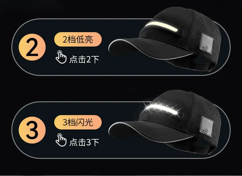 Rechargeable LED Baseball Cap for Men Women Night Run Riding — feature 6