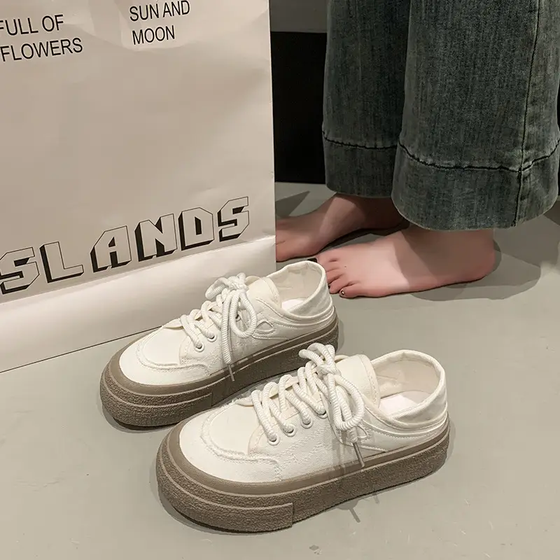Women Canvas Slip-On Shoes White 2025 Spring