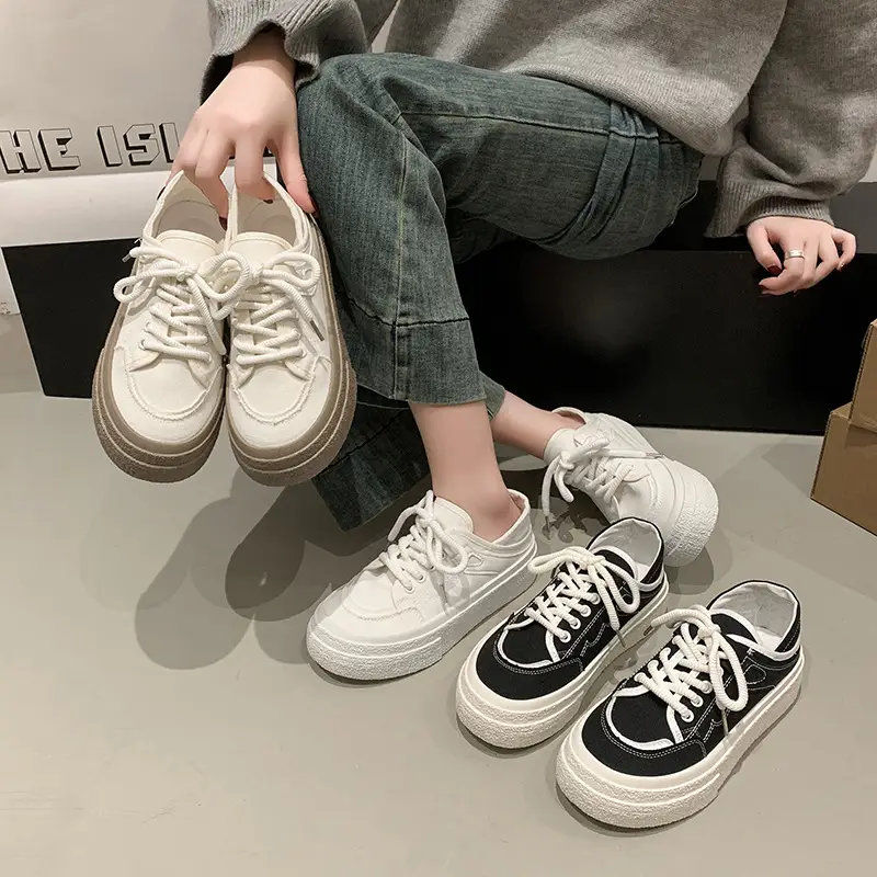 Women Canvas Slip-On Shoes White 2025 Spring