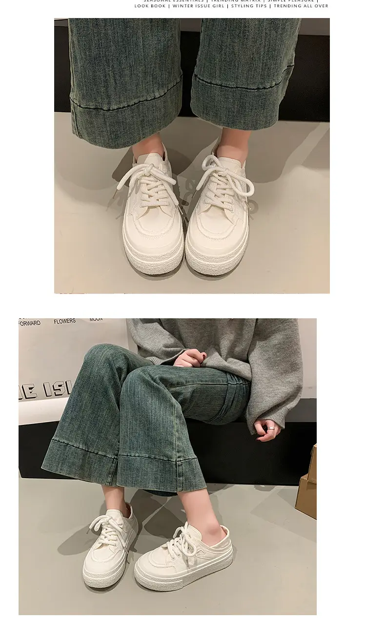 Women Canvas Slip-On Shoes White 2025 Spring — feature 32