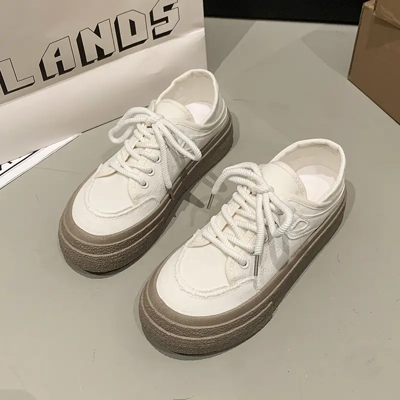 Women Canvas Slip-On Shoes White 2025 Spring