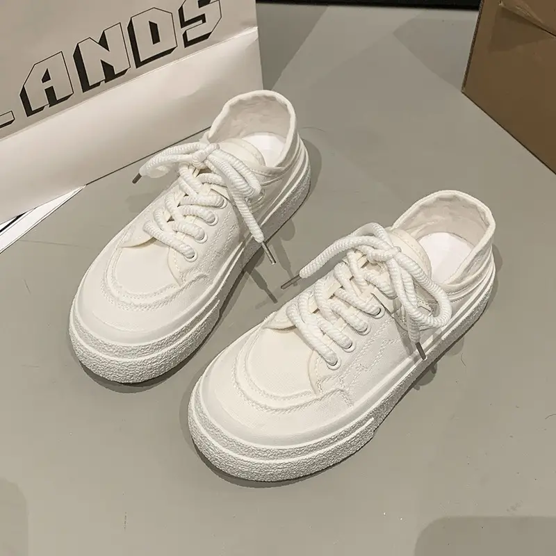 Women Canvas Slip-On Shoes White 2025 Spring