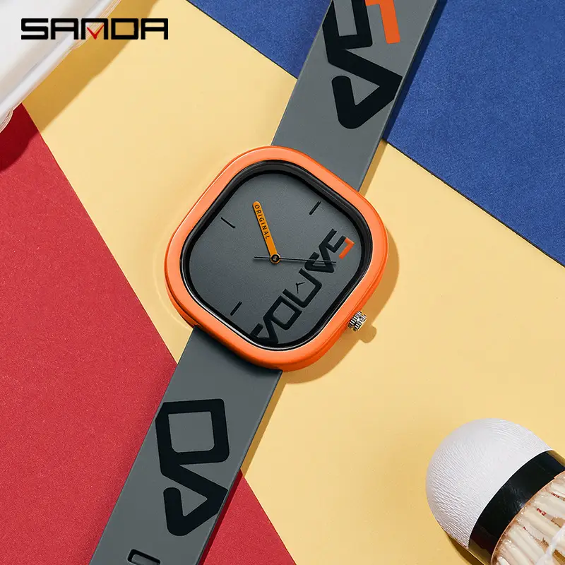 Sanda Orange Square Sports Watch with Quartz - Image 8