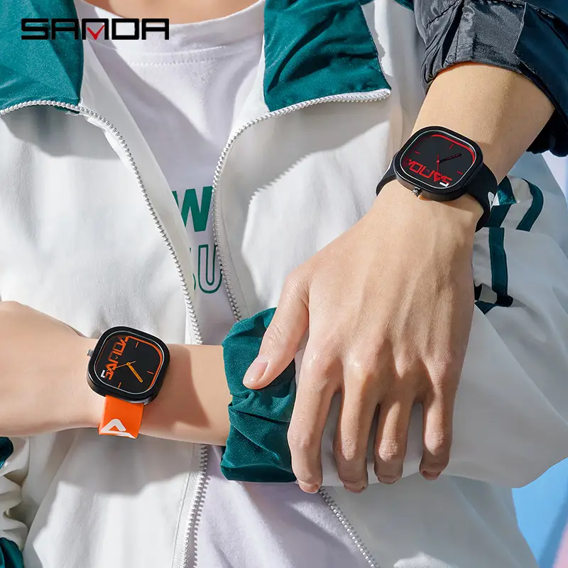 Sanda Orange Square Sports Watch with Quartz - Image 9