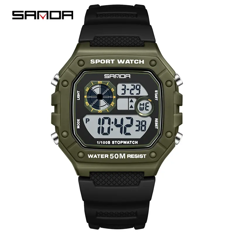 Sanda Green Digital Sport Watch with Water Resistant Design - Image 13