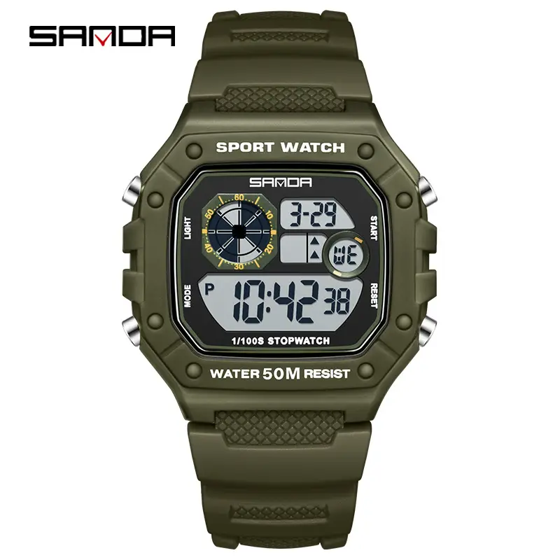 Sanda Green Digital Sport Watch with Water Resistant Design - Image 14