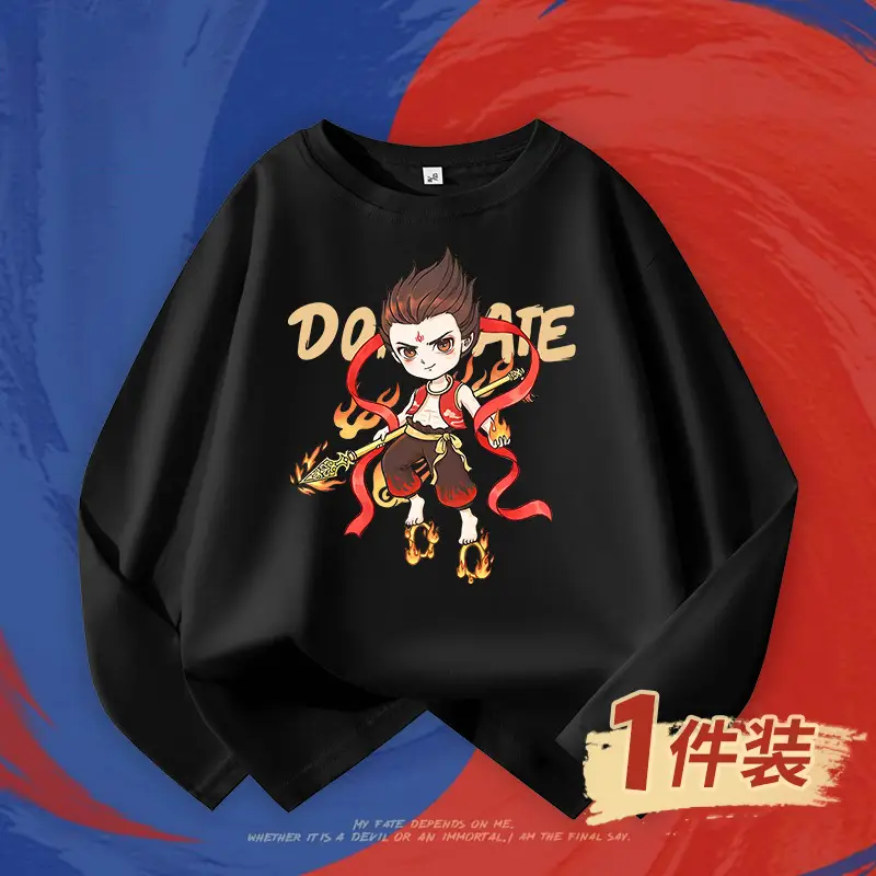 Boys Red Nezha Graphic Sweatshirt 2026 Cotton - Image 6