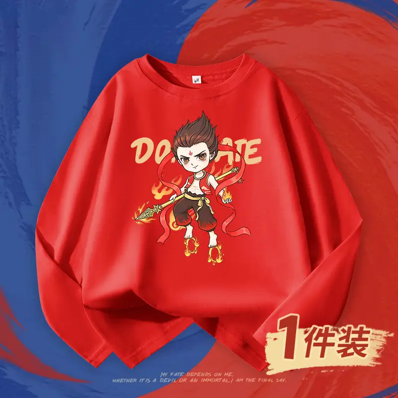 Boys Red Nezha Graphic Sweatshirt 2026 Cotton - Image 7