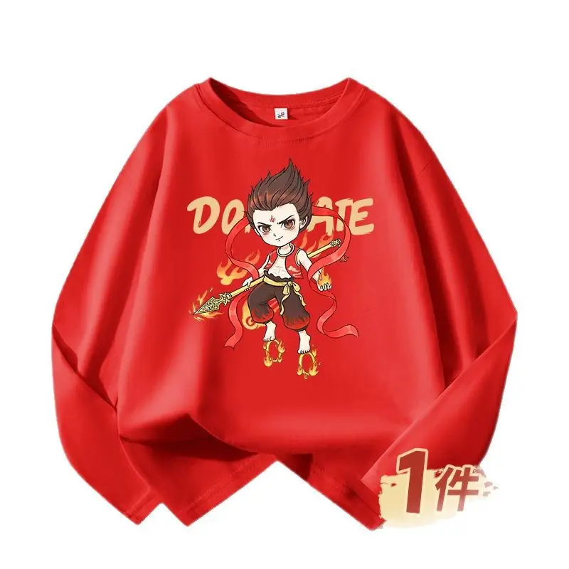 Boys Red Nezha Graphic Sweatshirt 2026 Cotton - Image 16