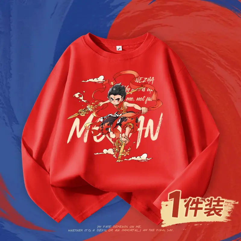 Boys Red Nezha Graphic Sweatshirt 2026 Cotton - Image 13