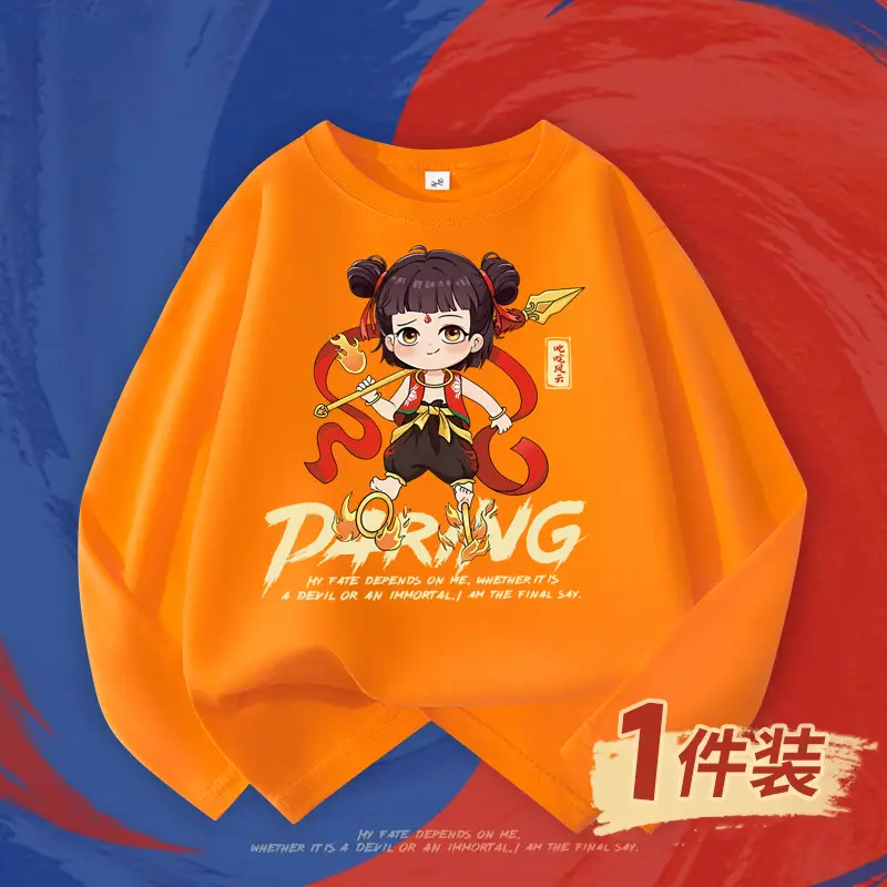 Boys Red Nezha Graphic Sweatshirt 2026 Cotton - Image 4