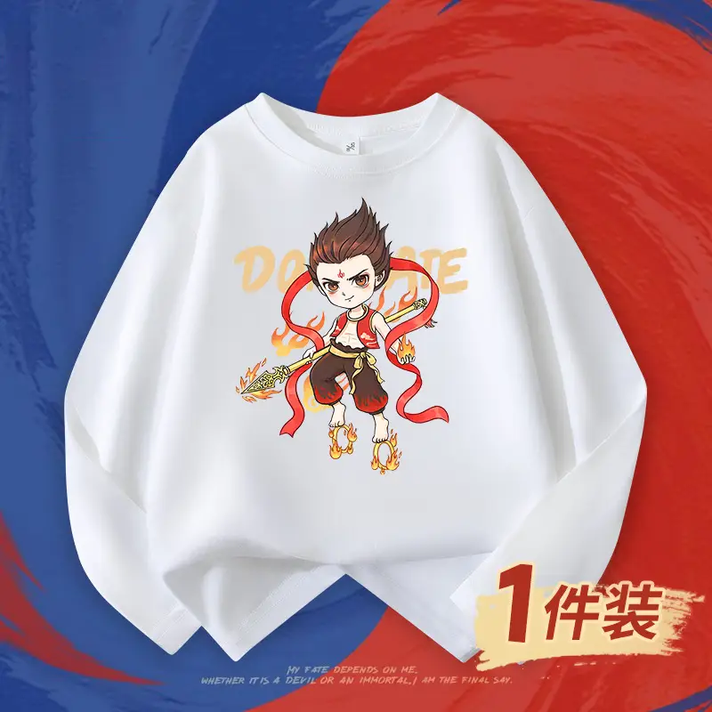 Boys Red Nezha Graphic Sweatshirt 2026 Cotton - Image 5