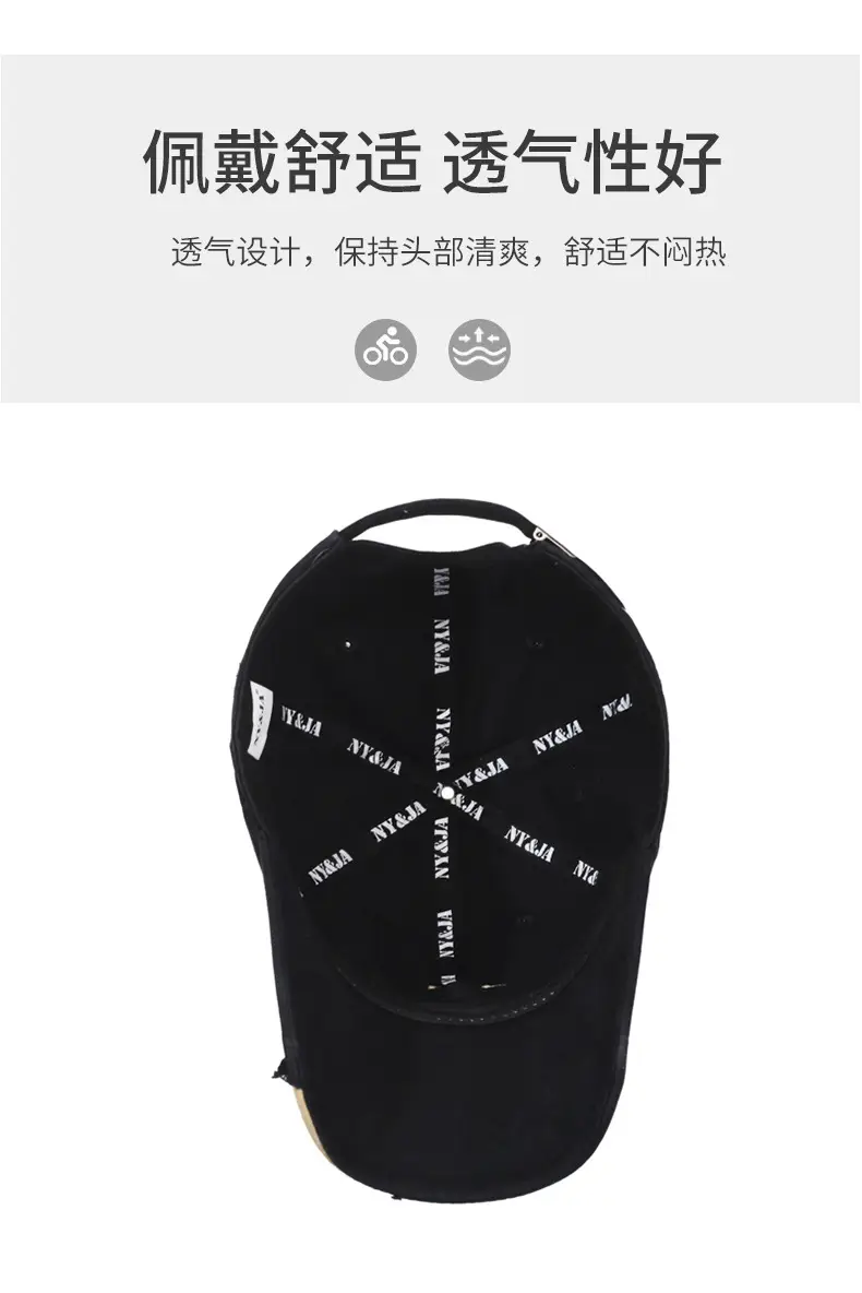 Black Vintage Baseball Cap for Women Men Casual Sunshade — feature 6