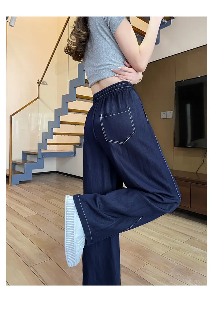 Dark Blue Wide Leg Drawstring Pants Women 2025 — feature 51