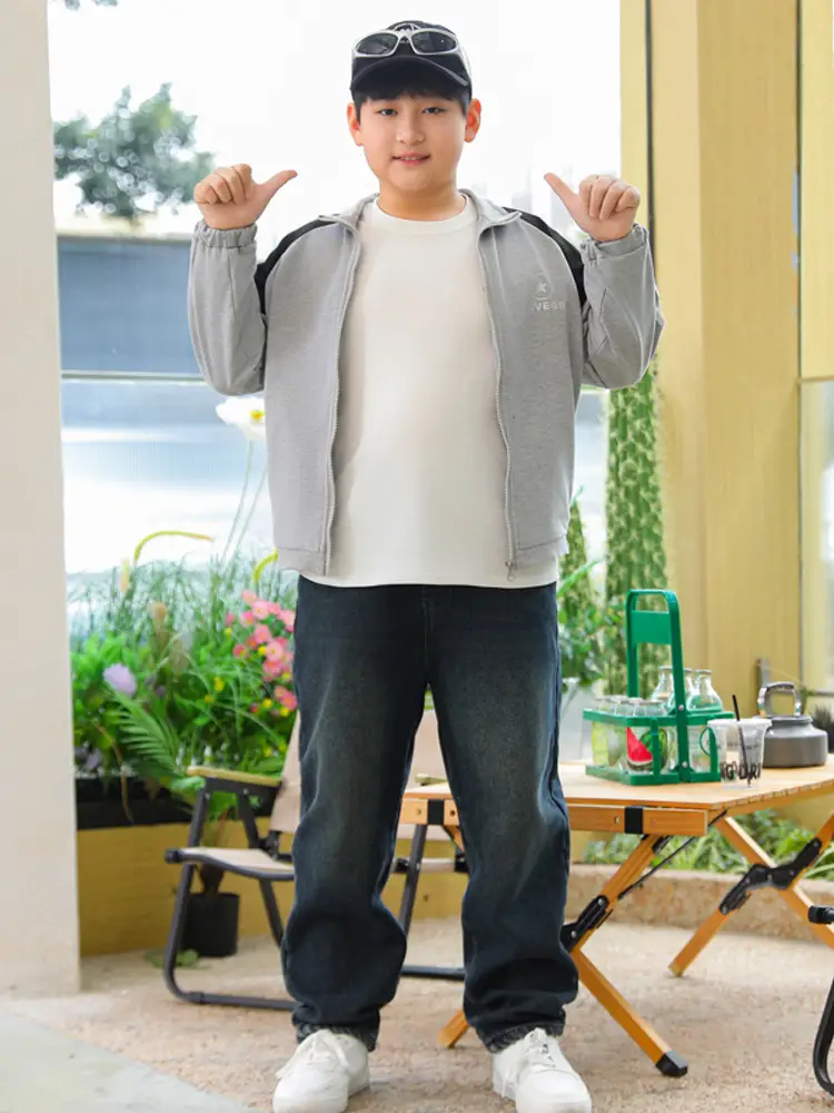 Light Blue Fat Boy Long Sleeve Jacket with Neck Band - Image 7