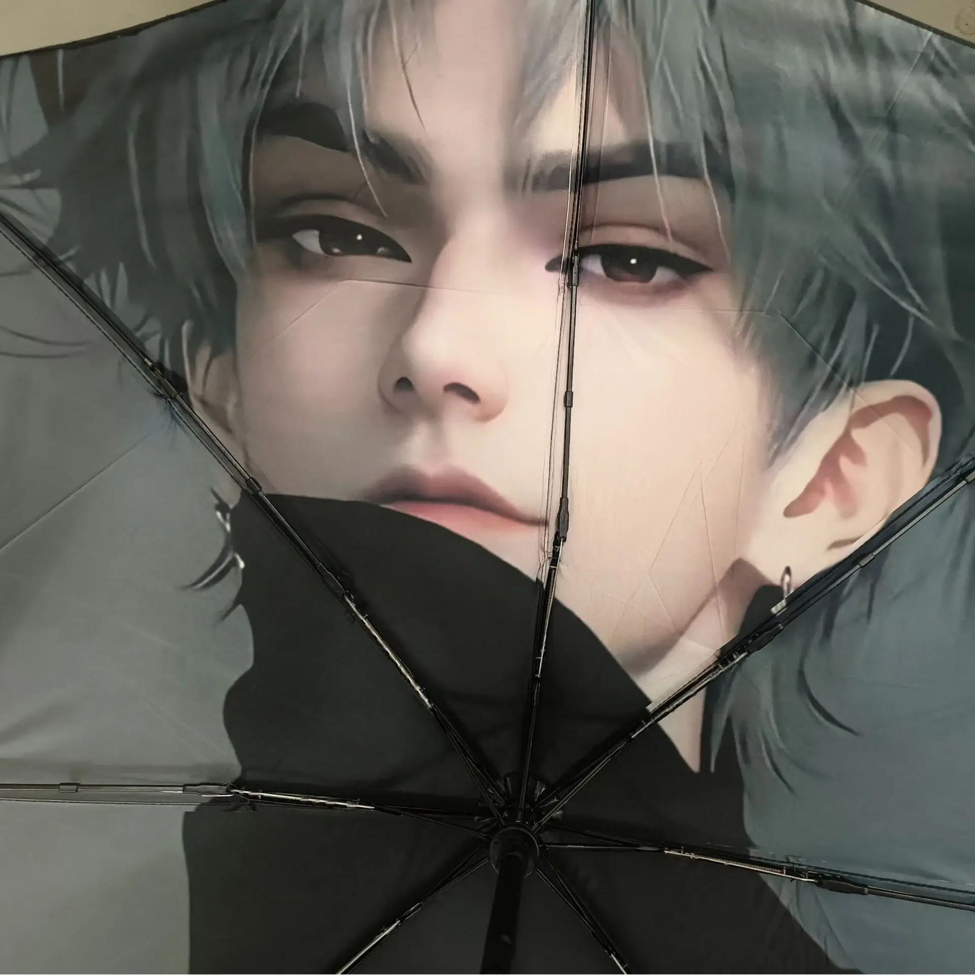 Black Rubber Foldable Umbrella 30% Protection - Image 2