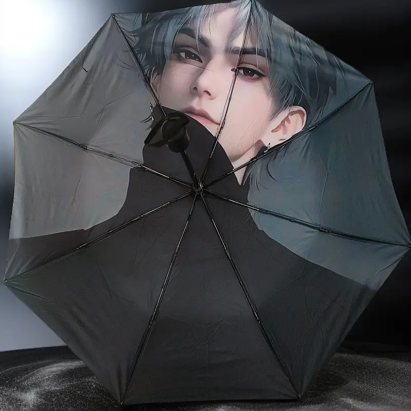 Black Rubber Foldable Umbrella 30% Protection - Image 3