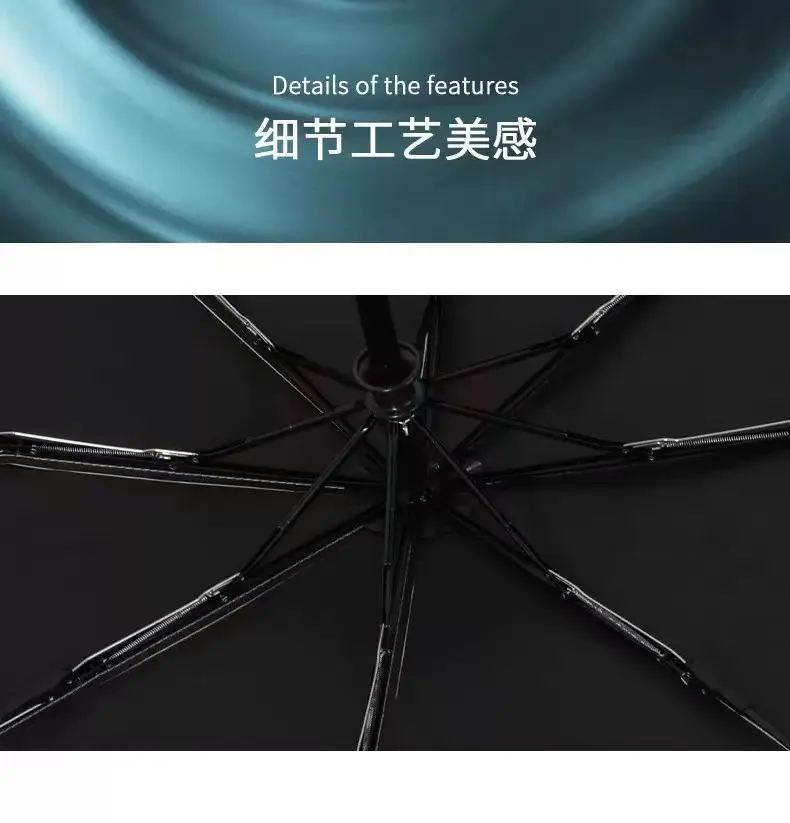 Black Rubber Foldable Umbrella 30% Protection — feature 6