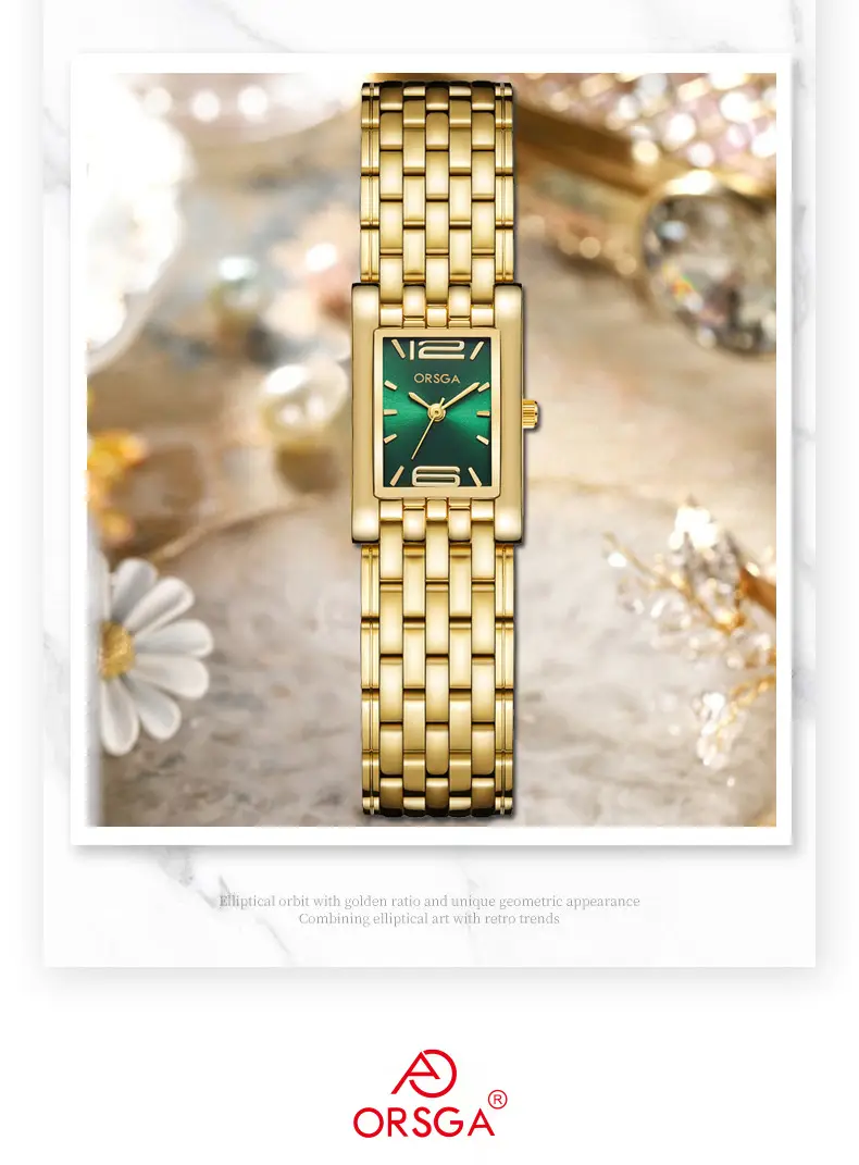 Silver Square Bracelet Women Watch with Red Dial — feature 6