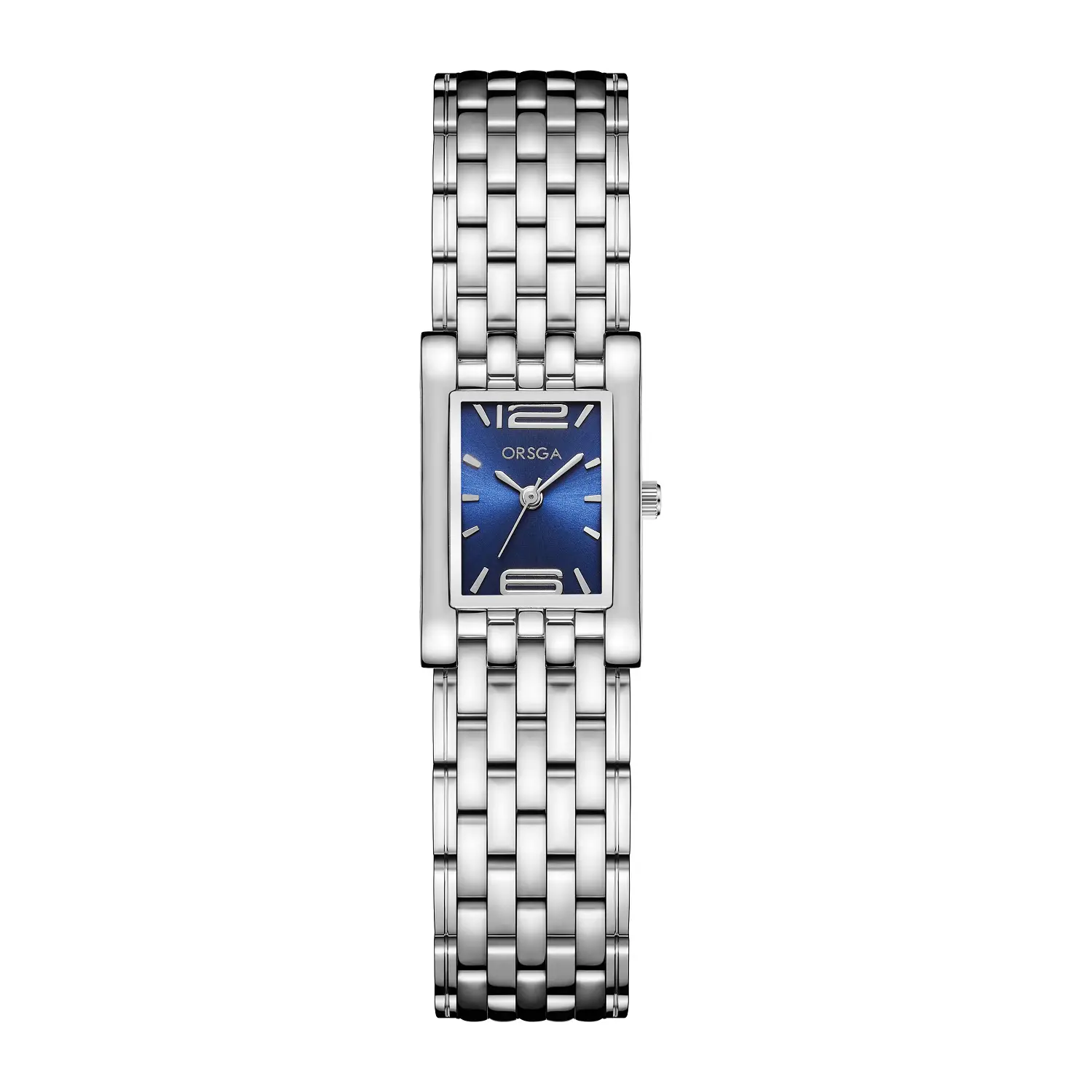 Silver Square Bracelet Women Watch with Red Dial - Image 3